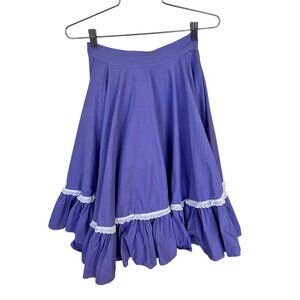 Vintage Womens Purple Petticoat Skirt Ruffled Hem & Lace Trim Small Cotton